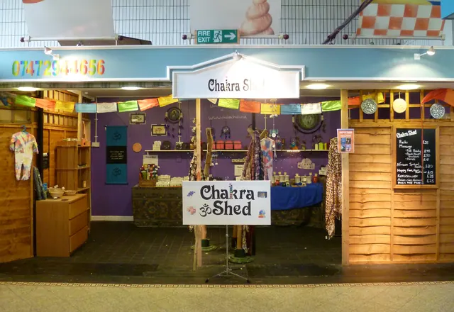 shed stall inside an indoor market hall